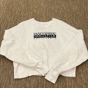 Hollister White Cropped Sweatshirt